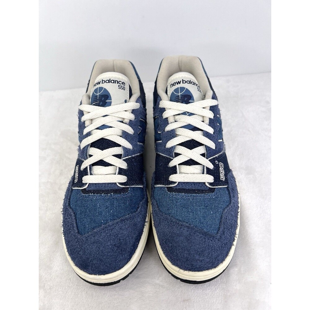 New Balance 550 Navy Blue Denim Heron Angora Suede Sneakers Mens 8 /Womens 9.5 B - Picture 6 of 10